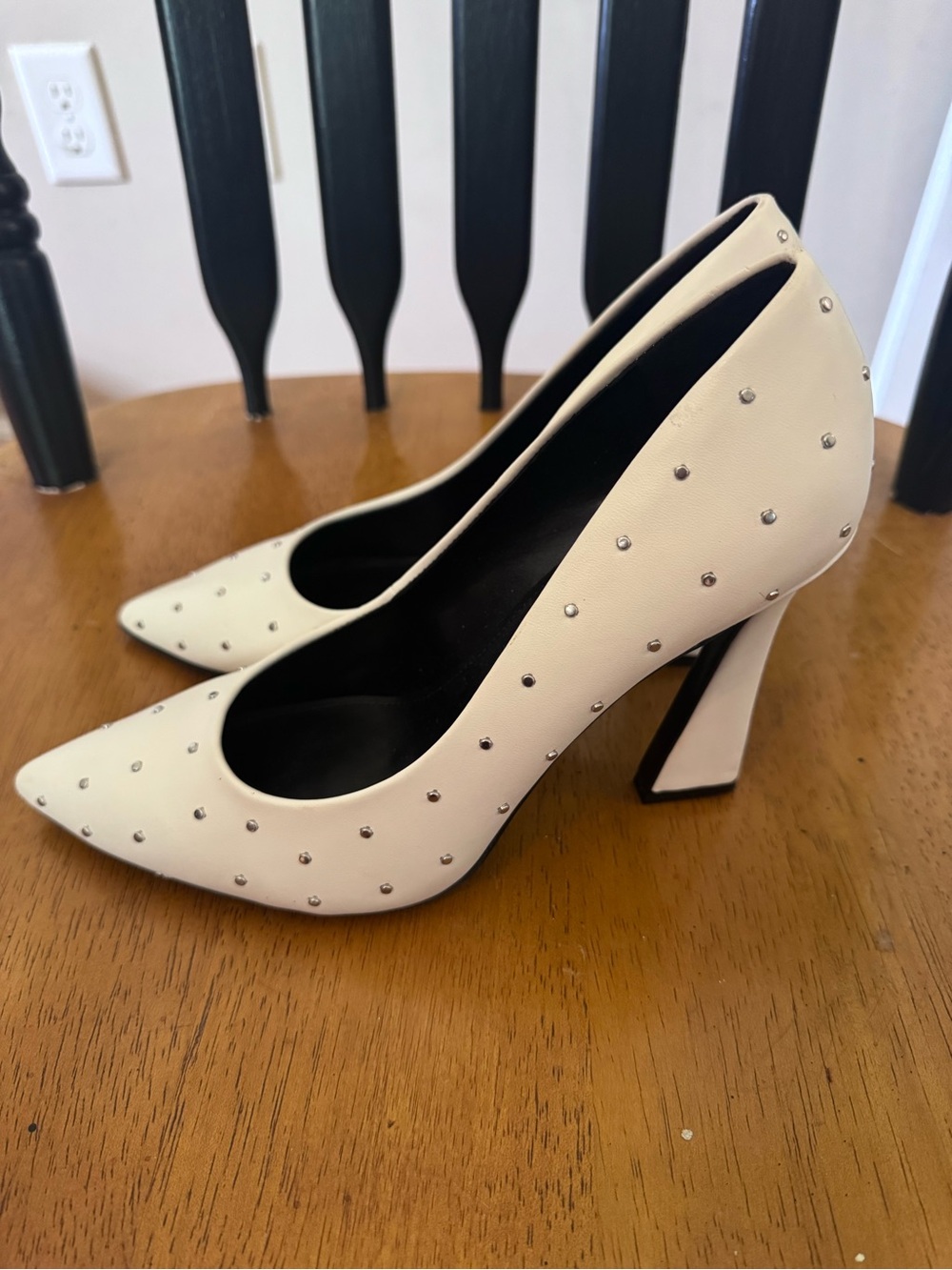 Nine West Ivory Pointed-Toe Studded High Heels